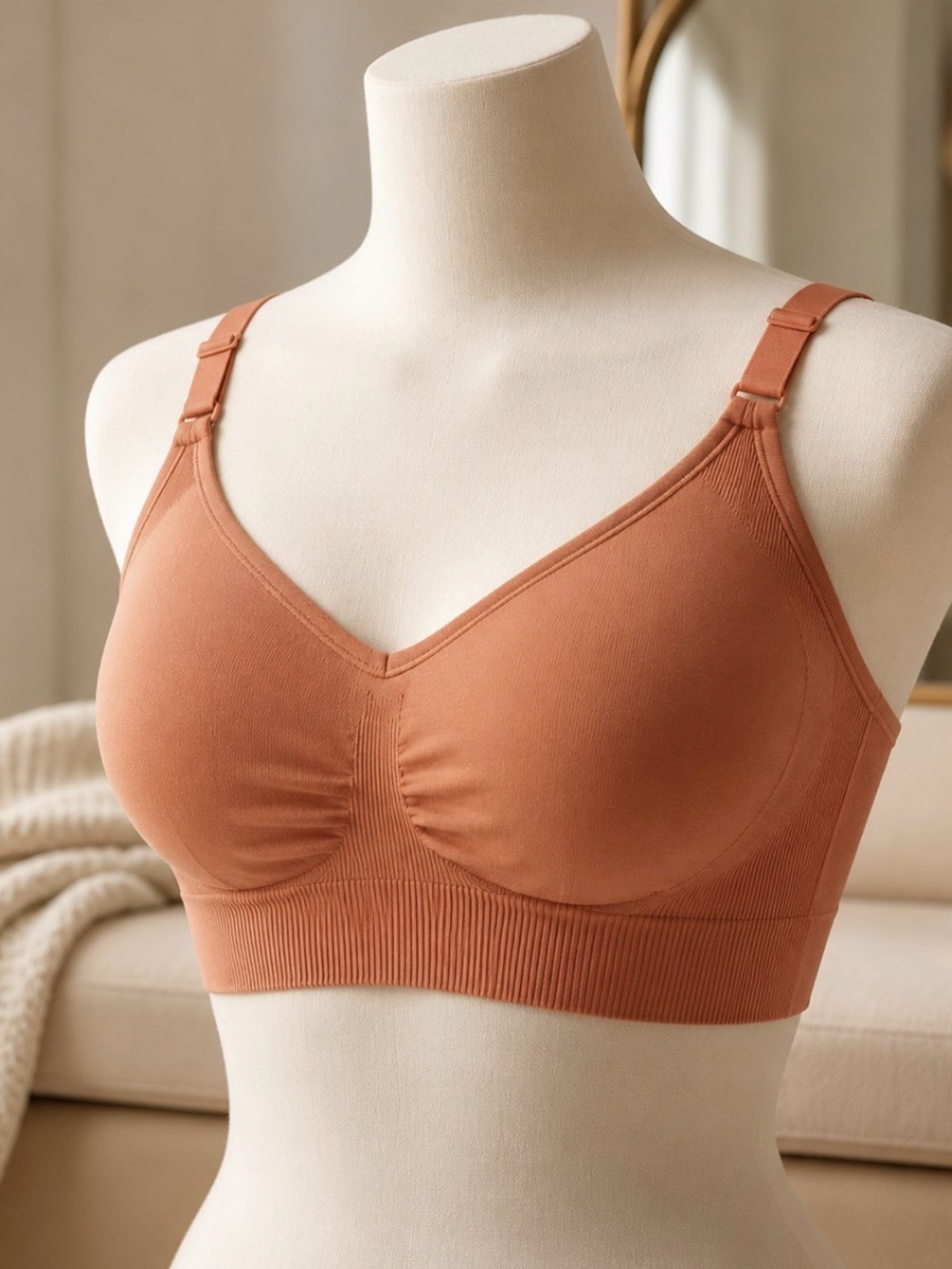 ❤️ NWOT Plus Suze 1x Knix Brown Seamless Bra with Adjustable Straps
